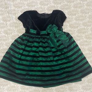 Chic Black and Green Striped Kids Formal Dress